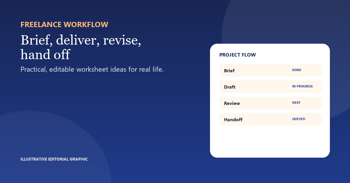 Illustrative editorial cover for Freelance Workflow Templates